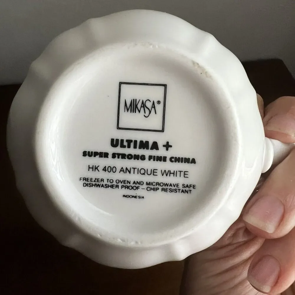 Mikasa Lot of 2 Cup Saucer Super Strong China ULTIMA + PLUS HK 400 Antique White